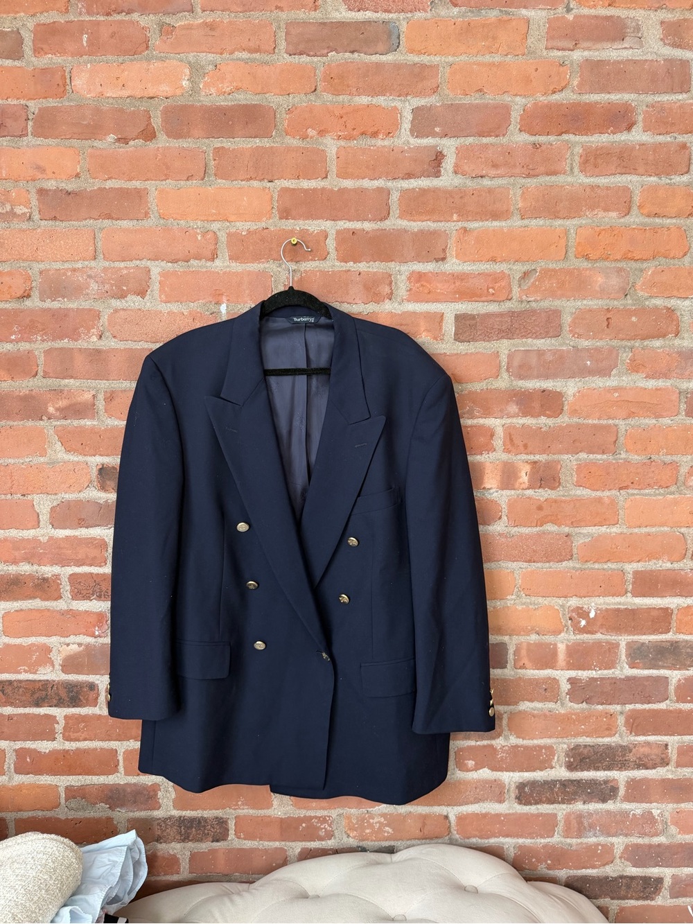 Burberry Navy Double-Breasted Blazer with Gold Buttons chest 22” across